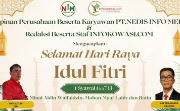 PT.Nedis Info Media Bersama Infokowasi.com Mengucapkan Selamat Idul Fitri 1 Syawal 1447 H/ 2026 M, Minal Aidin Walfaidzin Mohon Maaf Lahir Dan Batin