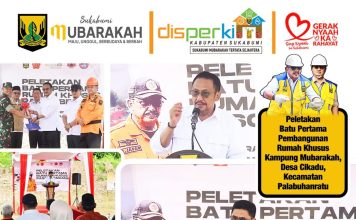 Disperkim Hadiri Peletakan Batu Pertama Pembangunan Rumah Khusus Kampung Mubarakah Desa Cikadu Kecamatan Palabuhanratu