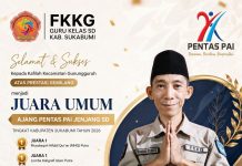 FKKG Guru Kelas SD Kabupaten Sukabumi Mengucapkan Selamat Kepada Kafilah Kecamatan Gunungguruh Sebagai Juara Umum PENTAS PAI Jenjang SD Tahun 2026