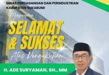 Disdagin Kabupaten Sukabumi Mengucapkan Selamat atas Dikukuhkannya H. Ade Suryaman, SH., MM. Sebagai Sekretaris Daerah Kabupaten Sukabumi