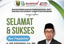BAPPERIDA Kabupaten Sukabumi Mengucapkan Selamat atas Dikukuhkannya H. Ade Suryaman, SH., MM. Sebagai Sekretaris Daerah Kabupaten Sukabumi