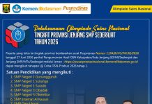 Pengumuman Olimpiade Sains Nasional Tingkat Propinsi Jenjang SMP Sederajat Tahun 2026