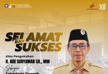 Keluarga Besar Kwartir Cabang Gerakan Pramuka Kabupaten Sukabumi Mengucapkan Selamat Atas Pengukuhan H. Ade Suryaman, SH., MM., Sebagai Sekretaris Daerah Kabupaten Sukabumi