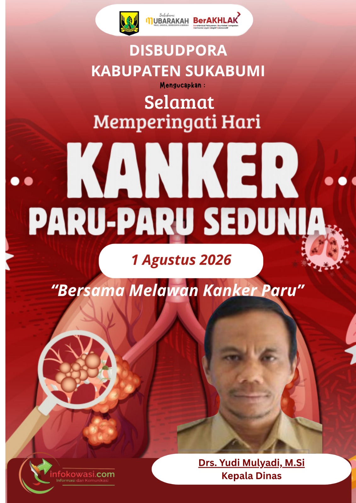DISBUDPORA Kabupaten Sukabumi Mengucapkan Selamat Memperingati Hari Kanker dan Paru Sedunia 01 Agustus 2026