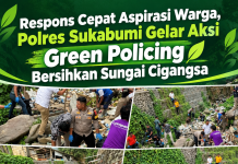 Respons Cepat Aspirasi Warga, Polres Sukabumi Gelar Aksi Green Policing Bersihkan Sungai Cigangsa