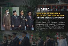 Mewakili Ketua DPRD Kabupaten Sukabumi, Mansyurudin Hadiri Upacara Peringatan HUT Ke-81 TNI Tingkat Kabupaten Sukabumi Tahun 2026