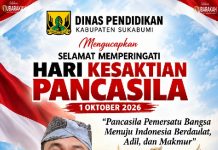 Dinas Pendidikan Kabupaten Sukabumi Mengucapkan Selamat Hari Kesaktian Pancasila 01 Oktober 2026