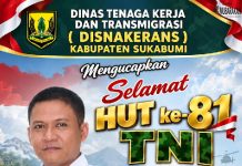 Disnakertrans Kabupaten Sukabumi Dukung HUT TNI Ke 81 tahun