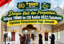 Dengan Hati dan Pengabdian, Satgas TMMD ke-130 Kodim 0622/Sukabumi Ciptakan Kenyamanan bagi Jamaah