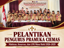Deden Sumpena Lantik Mabiran Ciemas Masa Bakti 2026–2029, Pramuka Didorong Perkuat Pembinaan Generasi Muda